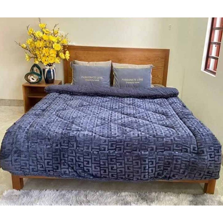 Chăn Lông Cừu Chữ Vạn Nỉ Nhung 3,5kg Nhập Khẩu Cao Cấp, Siêu Dày, Siêu Ấm, Siêu Mềm. Không Bai Xù, Không Rụng Lông Happy