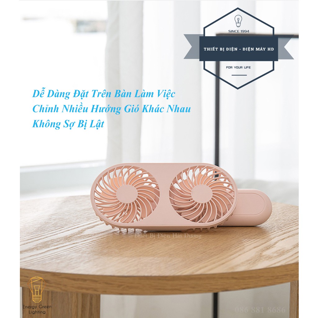 Quạt Mini Cầm Tay RPH-F10 7 Cánh Hình Cây Kem - 2 Lồng Quạt - 3 Tốc Độ gió - 3 Màu Tươi Sáng - Bảo Hành 1 Năm - Có Video