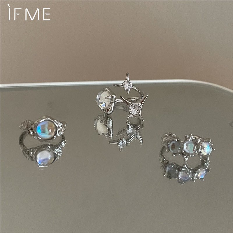 IF ME Nhẫn hở   2K mạ bạc đính đá quý thời trang cho nữ