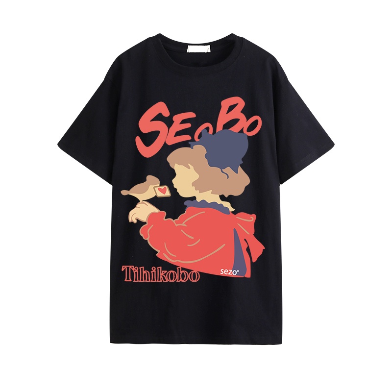 Áo thun SELVZE tay ngắn dáng rộng chất liệu cotton cao cấp họa tiết in thời trang dành cho nữ