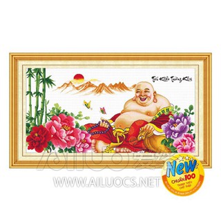Tranh thêu chữ thập Tiếu khẩu trường khai - Phật di lạc < 51380 > chưa thêu