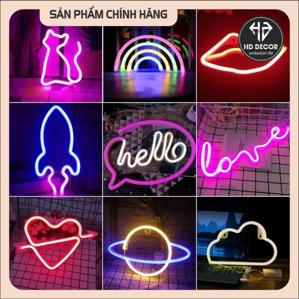 Đèn LED Neon Decor Phòng Ngủ - Thích Hợp Decor Quán Bar Chill, Tặng Kèm Pin chỉ vệc tỏa sáng