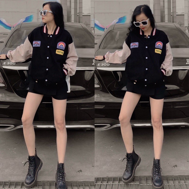 Áo khoác bomber bóng chày kaki nhung gân ulzzang unisex nam nữ