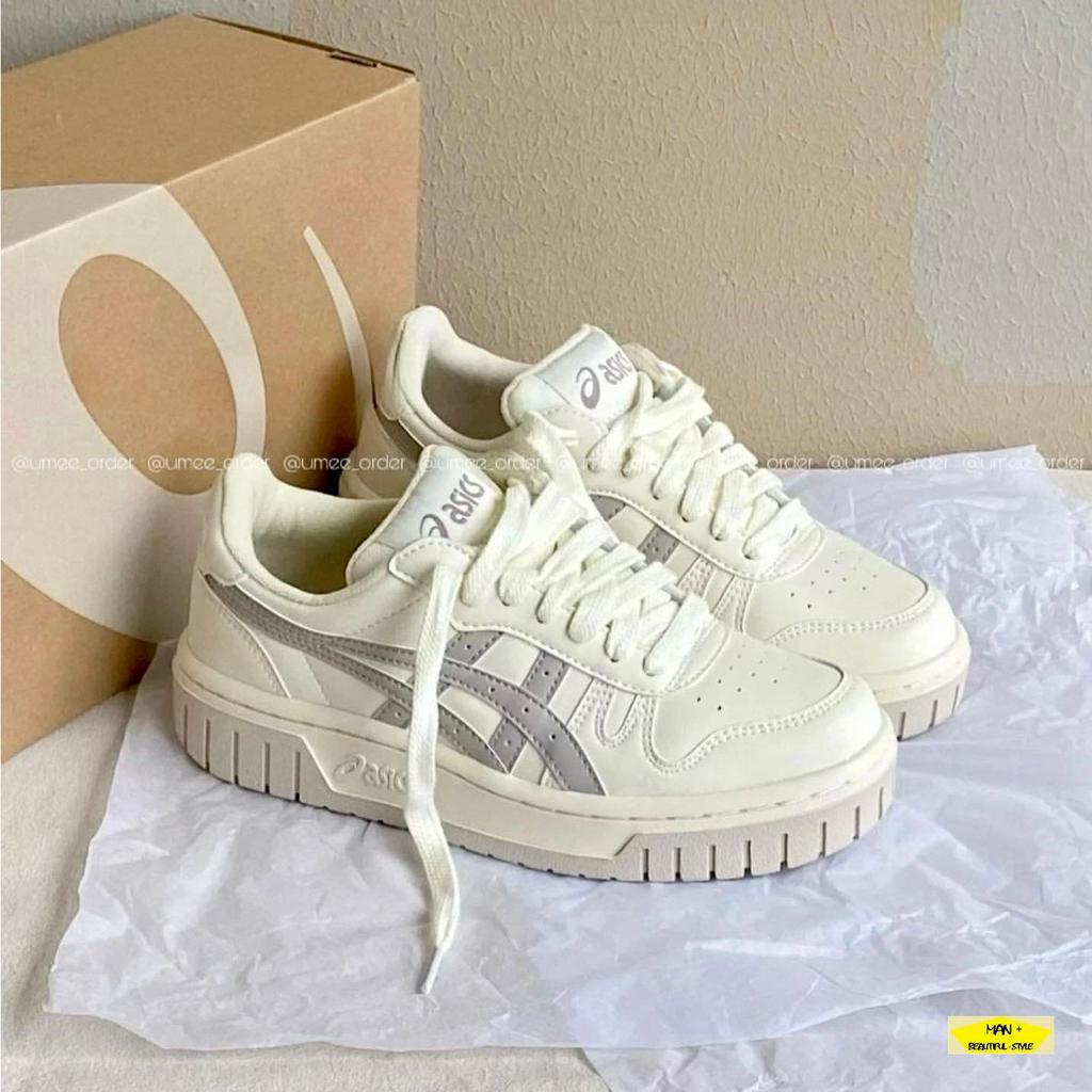 Giày nữ Asics Court màu trắng sữa vạch xám, giày thể thao nữ đi học cho học sinh, sinh viên cực hot 2023