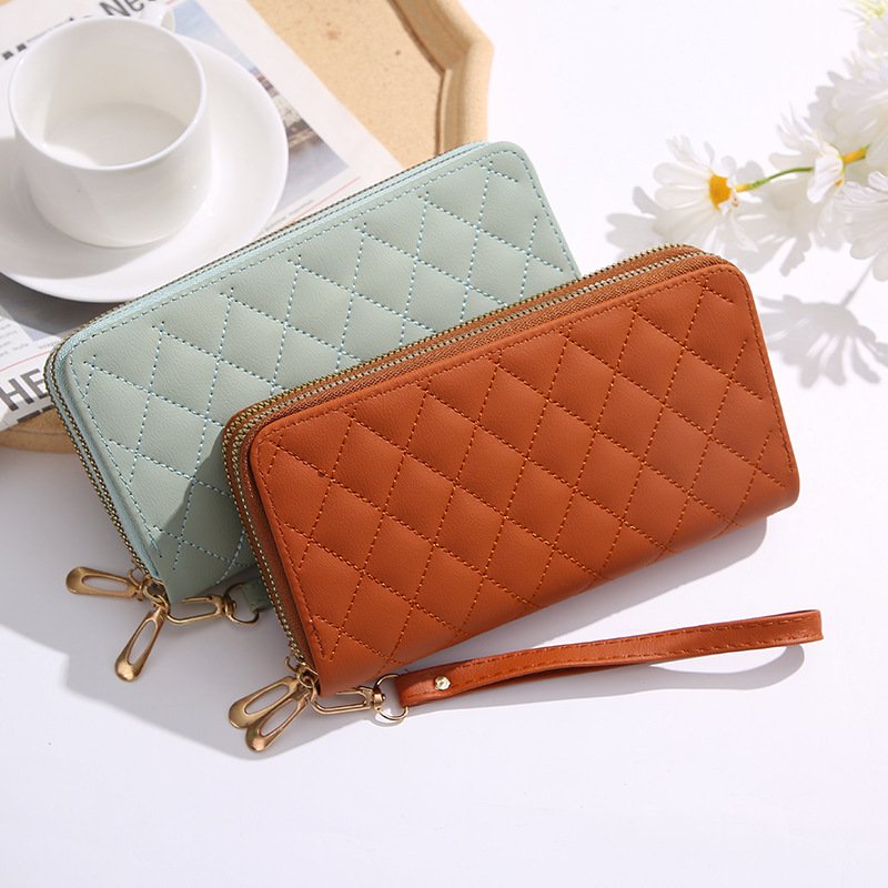 Ví nữ dài cầm tay 2 ngăn kéo sang trọng NEW-0066 thiết kế caro tuyệt đẹp, chất liệu da cao cấp, siêu bền