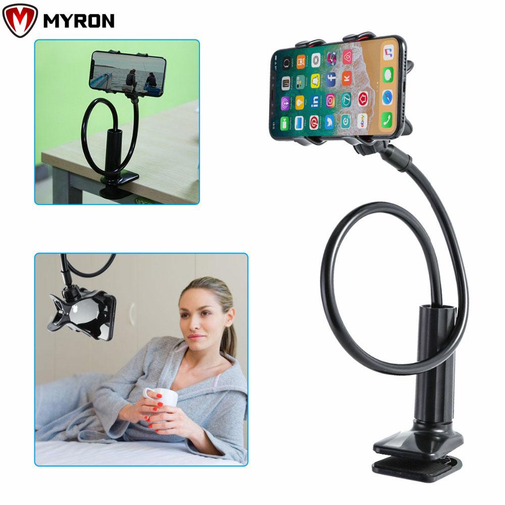 Giá đỡ điện thoại kẹp cánh tay dài cổ ngỗng điều chỉnh 360 độ linh hoạt phổ biến gắn trên giường bàn cho iPhone Android