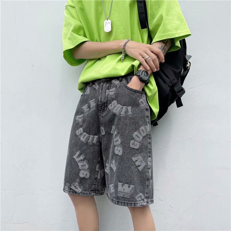 Quần Short Denim Ống Rộng Thời Trang Mùa Hè Phong Cách Hàn Quốc Dành Cho Nam