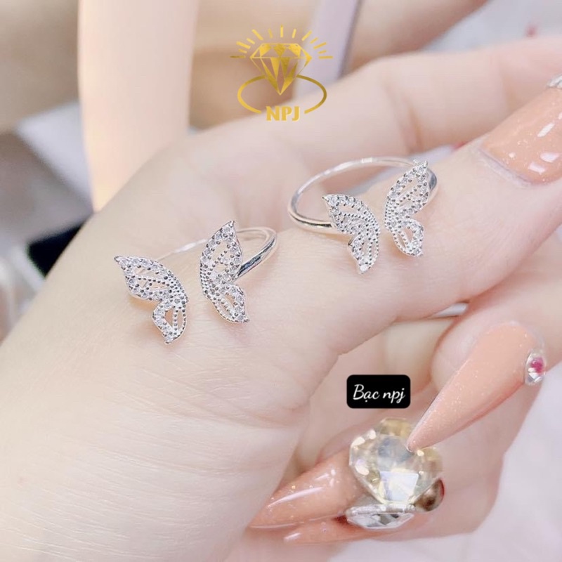 Nhẫn Hồ Điệp dáng hở thiết kế hiện đại, trẻ trung , bạc BNP