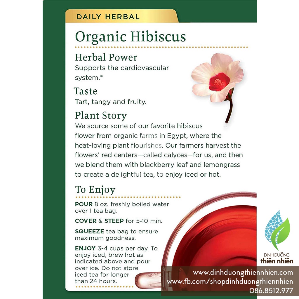 Trà Hoa Dâm Bụt Hữu Cơ Traditional Medicinals Organic Hibiscus Flower
