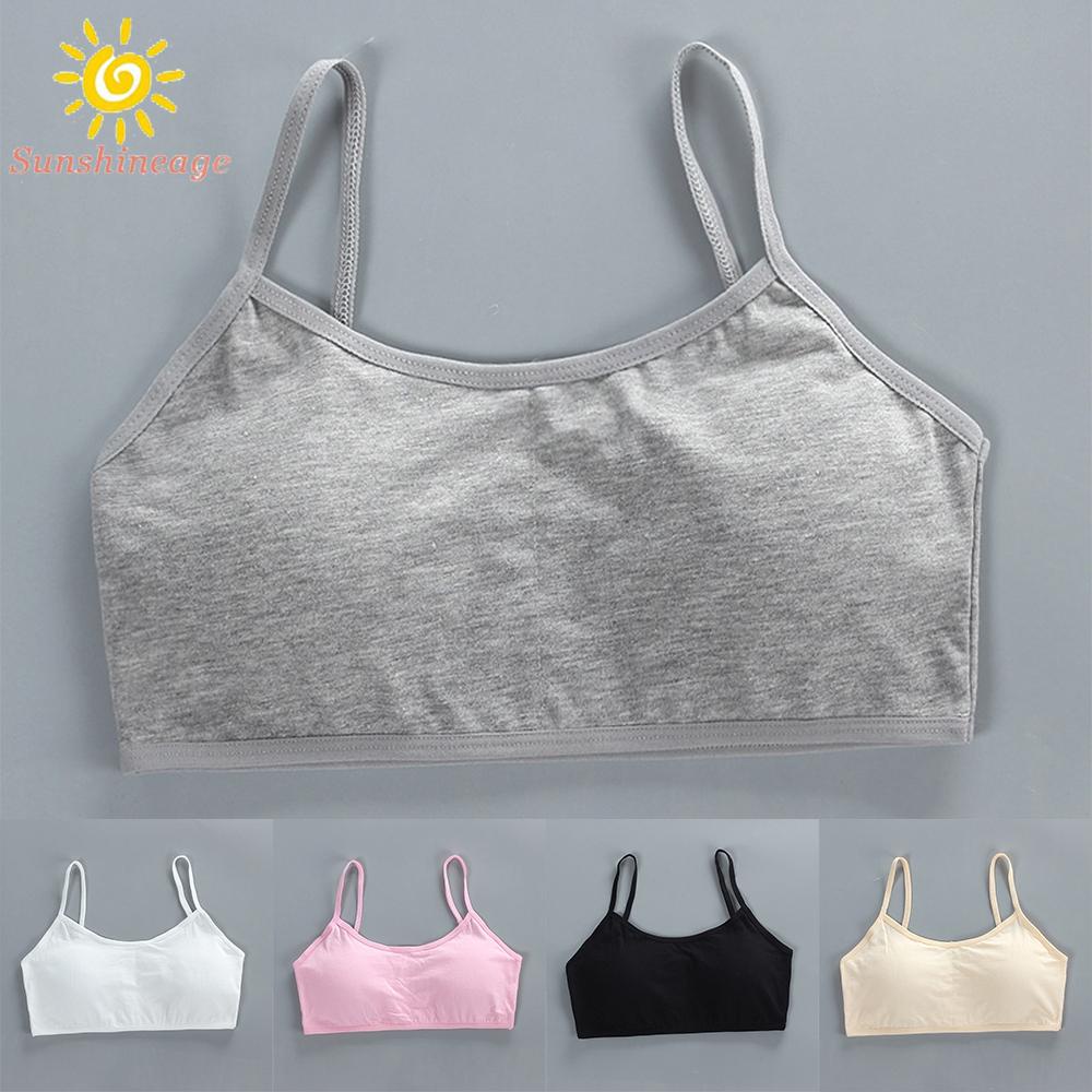 Áo Lót Crop Top Màu Trắng/Đen/Xám Thời Trang Mùa Hè Cho Bé Gái Từ 9-12 Tuổi