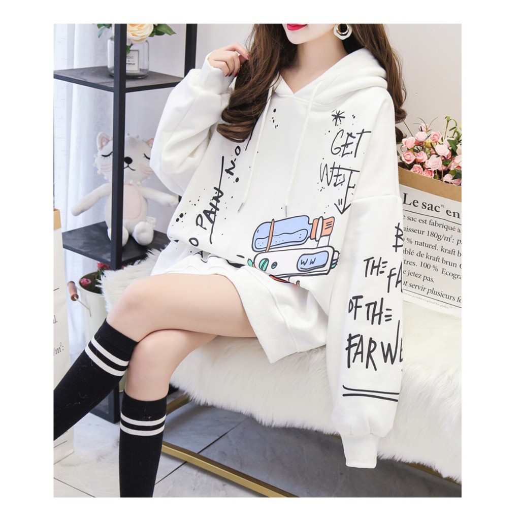Áo khoác, áo hoodie form rộng nam nữ thời trang họa tiết chữ phối hình chất nỉ bông cao cấp | BigBuy360 - bigbuy360.vn