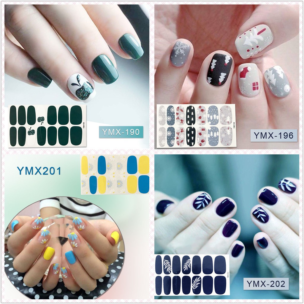 Giấy dán móng trang trí DIY hoạt hình 3D hoa lá hình học đa dạng