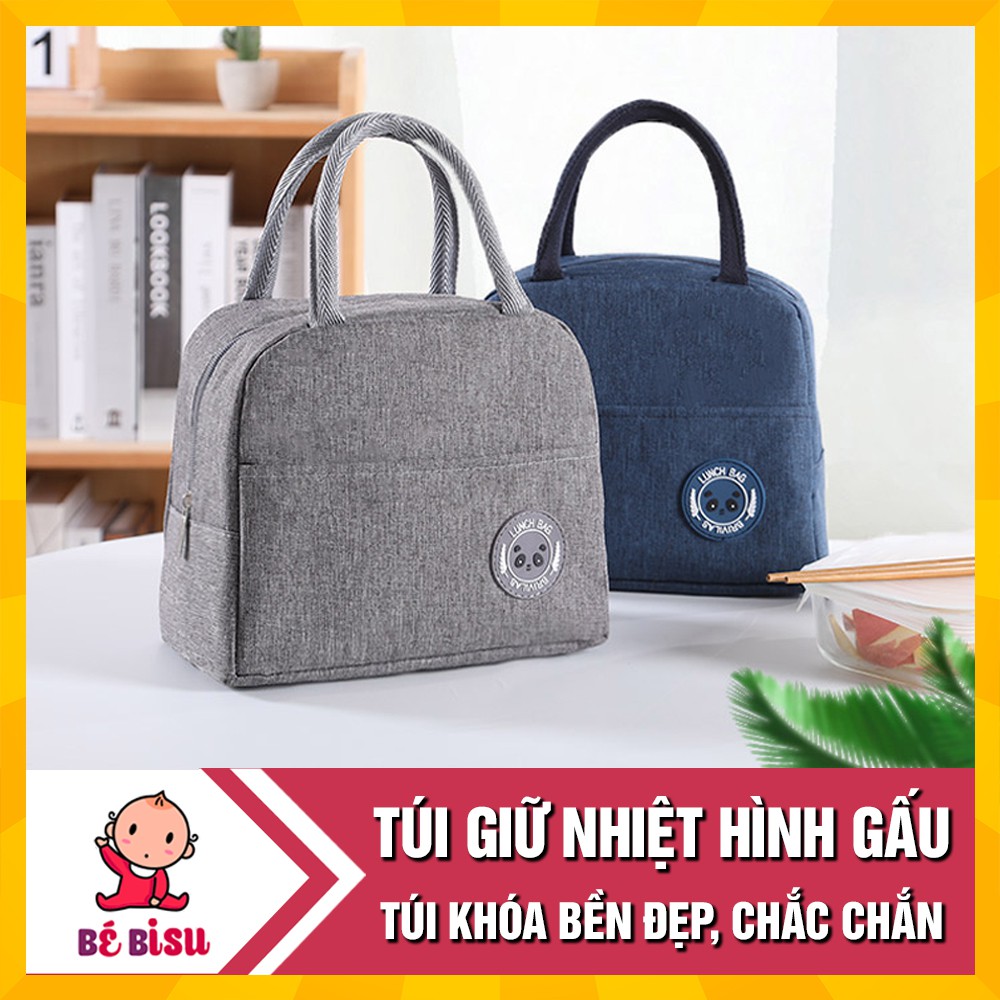 Túi giữ nhiệt HÌNH GẤU có khóa kéo chắc chắn ,tiện lợi (22x13x19cm)