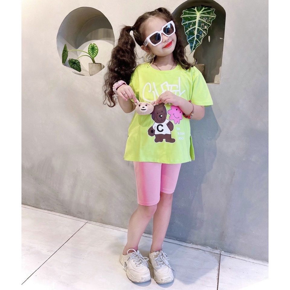Lyvyshop - (Hàng đẹp) Bộ quần áo bé gái kèm Gấu siêu cute cho bé từ 09kg-28kg (giá 01 bộ)