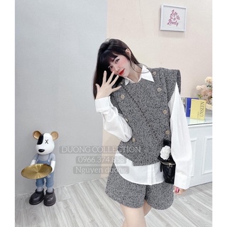 Set dạ lông ép 3 món mix sơ mi sang chảnh ( ảnh thật )
