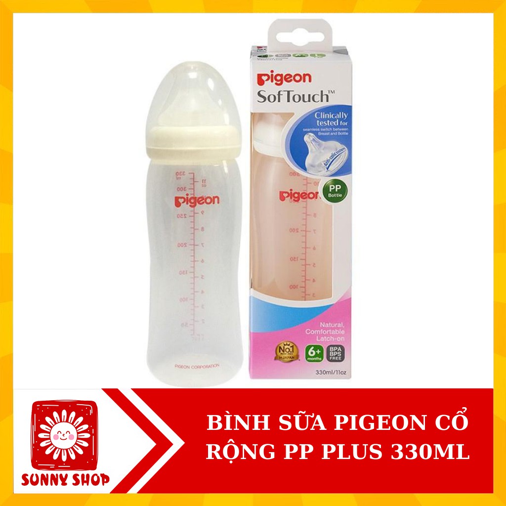 Bình sữa Pigeon cổ rộng PP PLUS 330ml