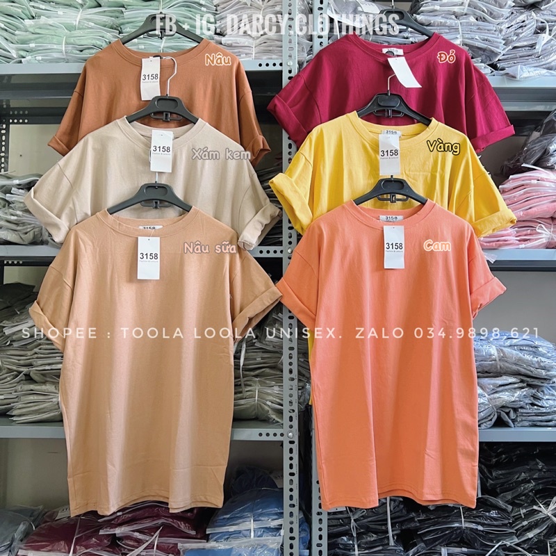 Áo Thun Trơn Cotton 3158𝑭𝑹𝑬𝑬𝑺𝑯𝑰𝑷 - Áo Phông Trơn Tay Lỡ Oversize-Thời Trang Unisex - Freesize Tiện Lợi