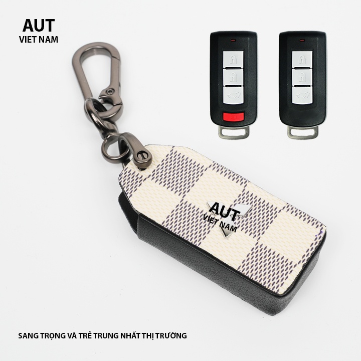Bao da chìa khóa Mitsubishi  da Canvas L V xẻ túi cao cấp