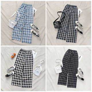 Quần Dài Nữ Kẻ Sọc Caro Vải Thô Nhiều Màu - Quần Ống Rộng Kẻ Caro Ulzzang Lưng Cao TQD5