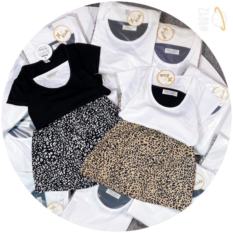 Xả Set áo phối cv beo xkids bé gái 15-25kg