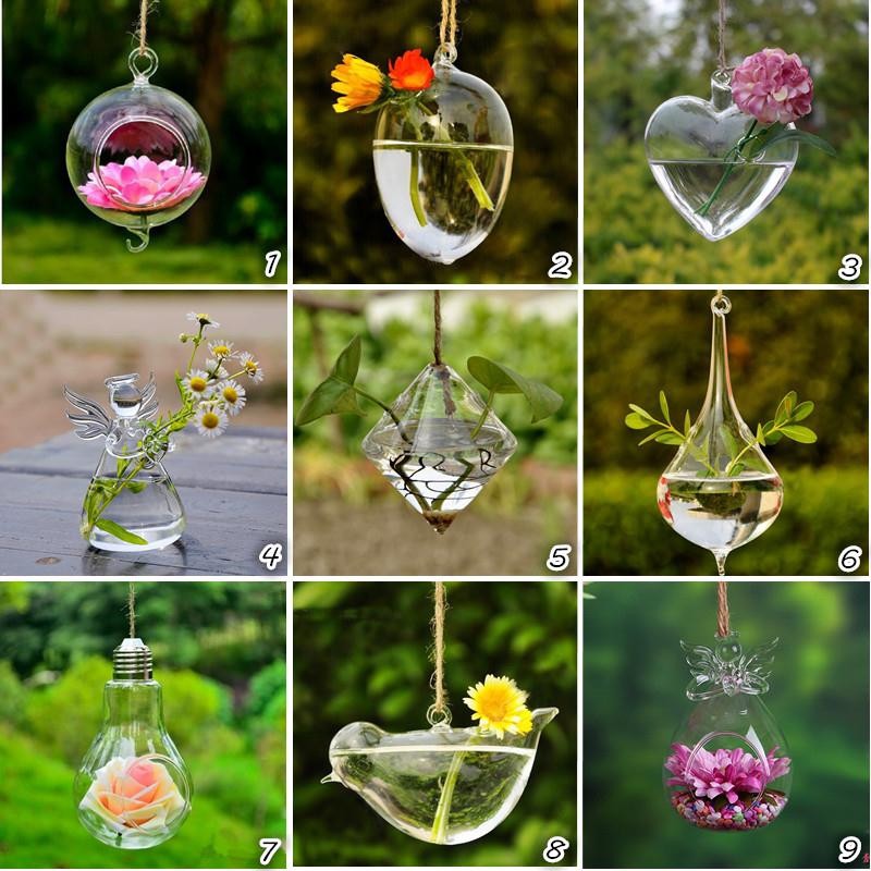 Chậu hoa treo bằng thủy tinh trong suốt 18 kiểu dáng sáng tạo khác nhau trang trí tiểu cảnh