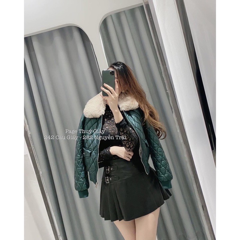 ÁO KHOÁC DA TRẦN TRÁM CỔ LÔNG