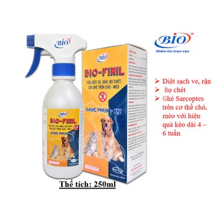 BIO-FINIL 250ML. Xịt chó mèo có ve, rận, bọ chét