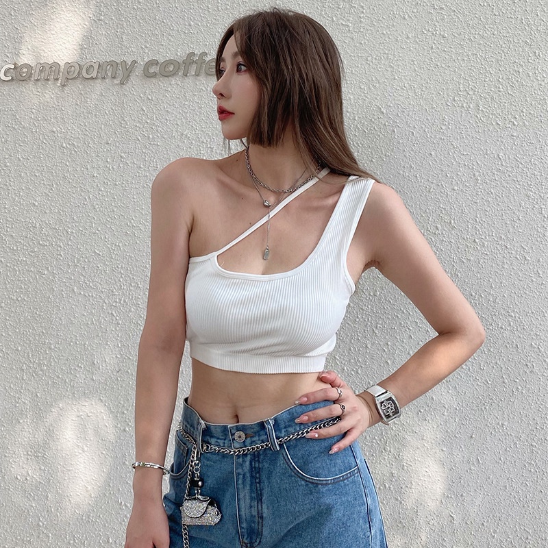 Áo Tank Top Sát Nách Hở Một Bên Vai Gợi Cảm Cho Nữ JP4 JP5