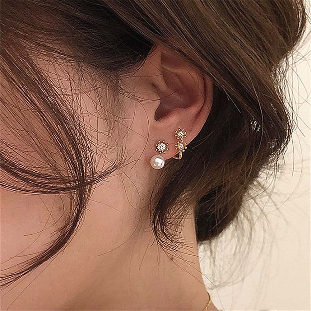 NEEDWAY Women Girls Pearl|Needle Korean Earrings