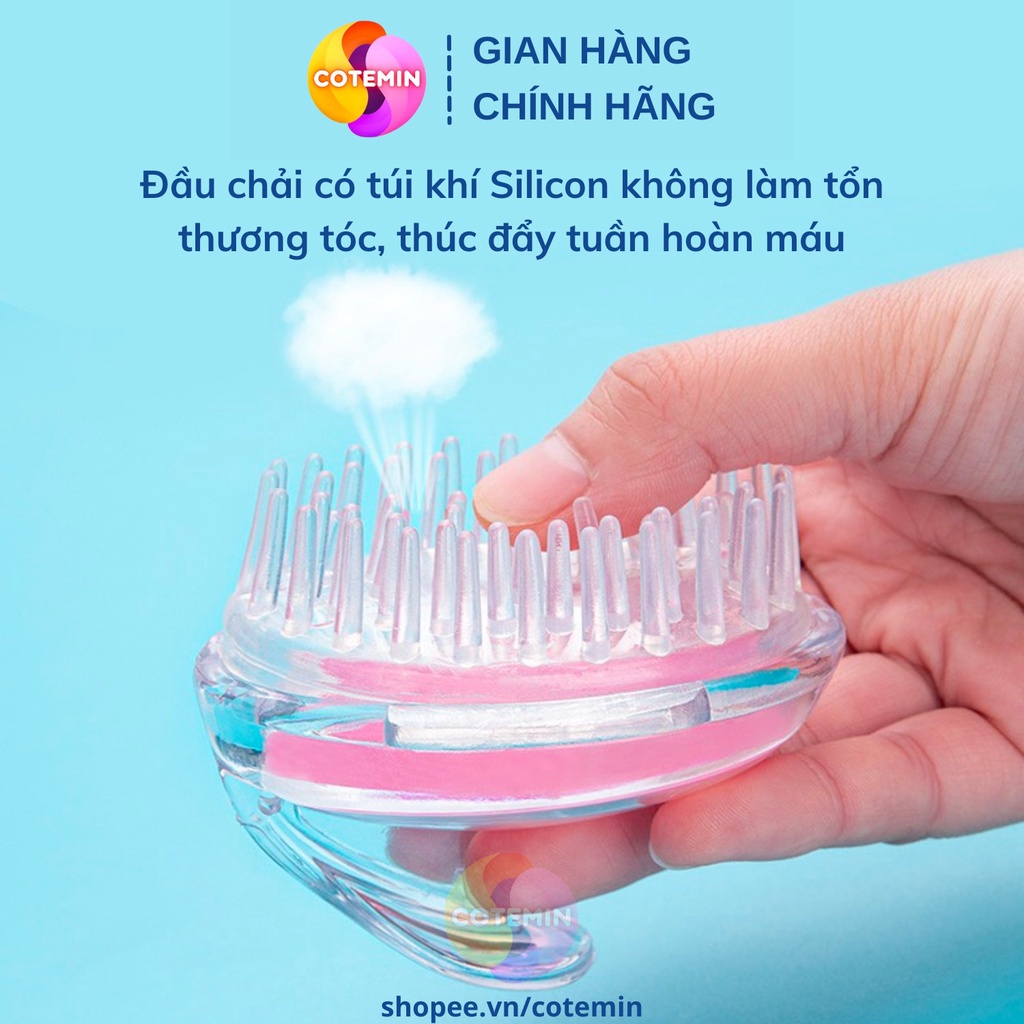 Lược Gội Đầu Silicon Nhiều Màu Sang Trọng Massage Đầu Giảm Stress Rụng tóc Kích Thích Mọc Tóc COTEMIN