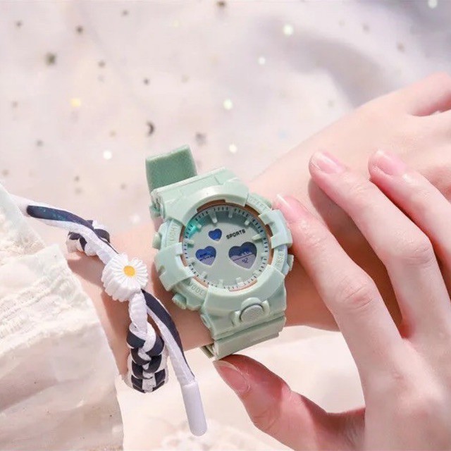 Đồng hồ điện tử nam nữ Sport S024T mặt trái tim cực đẹp, kiểu dáng thể thao cá tính, full chức năng | BigBuy360 - bigbuy360.vn