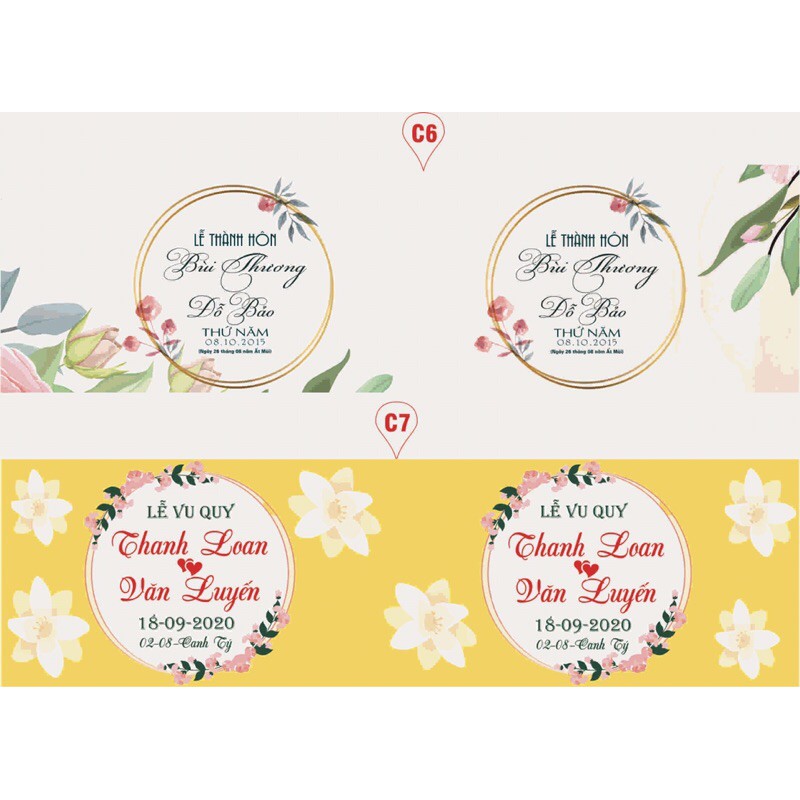 Combo 20 Tem chai nước suối đám cưới, đám hỏi giá rẻ