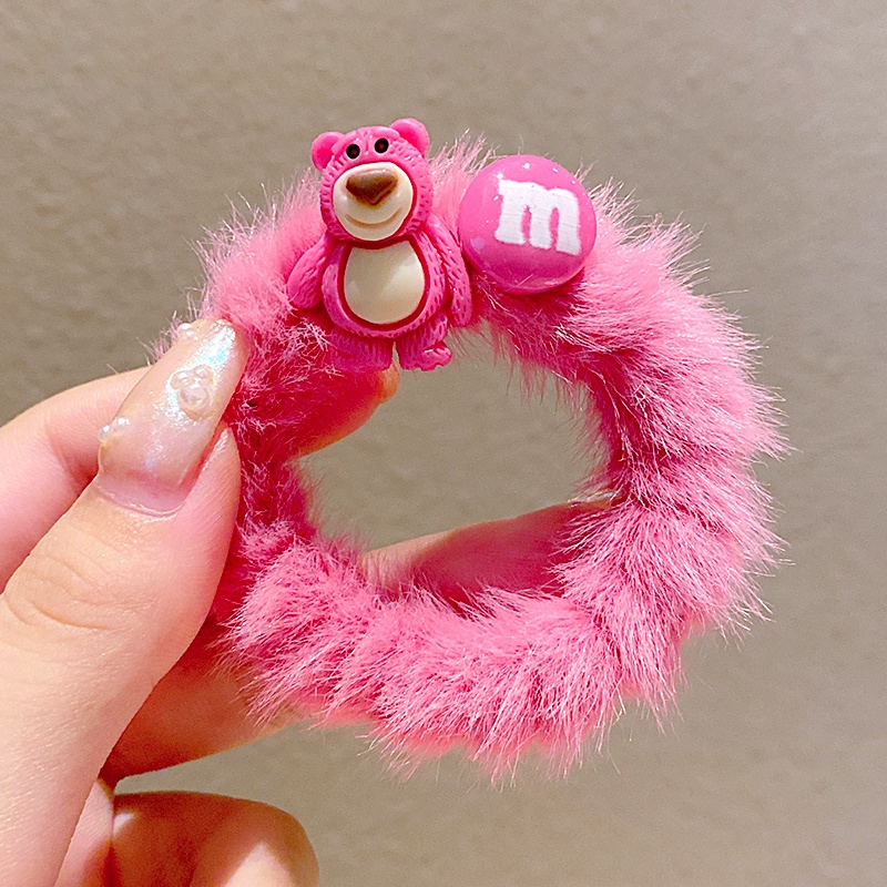 Dây cột tóc lông nhung họa tiết hoạt hình phong cách Hàn Quốc dễ thương