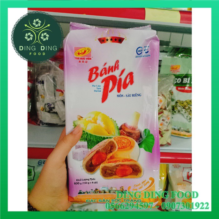 [ Q. Bình Tân ][ 1 Bịch / 4 Cái ] Bánh Pía Đậu Xanh Sầu Riêng 1 Trứng 5 Sao ( 600g ) Tân Huê Viên - DING DING FOOD