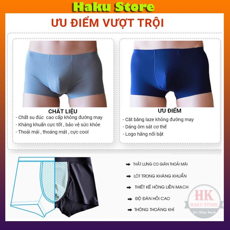 [HÀNG LOẠI 1] Quần Sịp Đùi Nam Thun Lạnh Co dãn 4 chiều, Quần Lót Nam Boxer thun lạnh xuất Nhật cao cấp không đường may