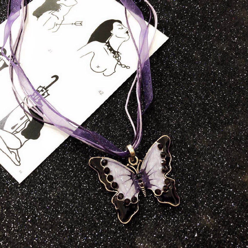 Dây Chuyền Thép Titan Phối Dây Xích Hình Bướm 23376 Thời Trang Hàn Quốc