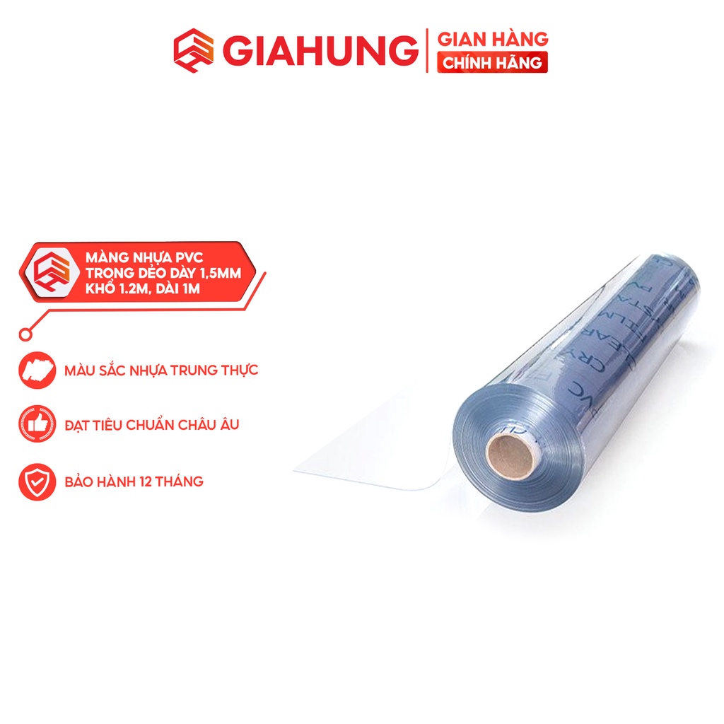 [Mã INCU50 giảm 50K đơn 150K] Tấm nhựa PVC chống xước trong suốt trải bàn ghế 1.5mm x rộng 1.2m - GIAHUNG