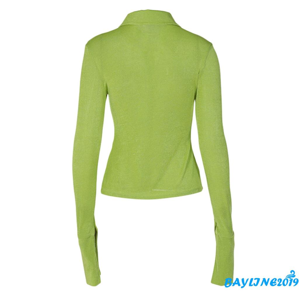 Áo Sơ Mi Dài Tay Cổ Chữ V Màu Sắc Thời Trang Dành Cho Nữ