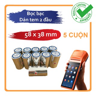[5 CUỘN] Giấy In Nhiệt K58 Cho Máy Cà Thẻ, Pos cầm tay Now Delivery/ Grab / Goviet 58x38