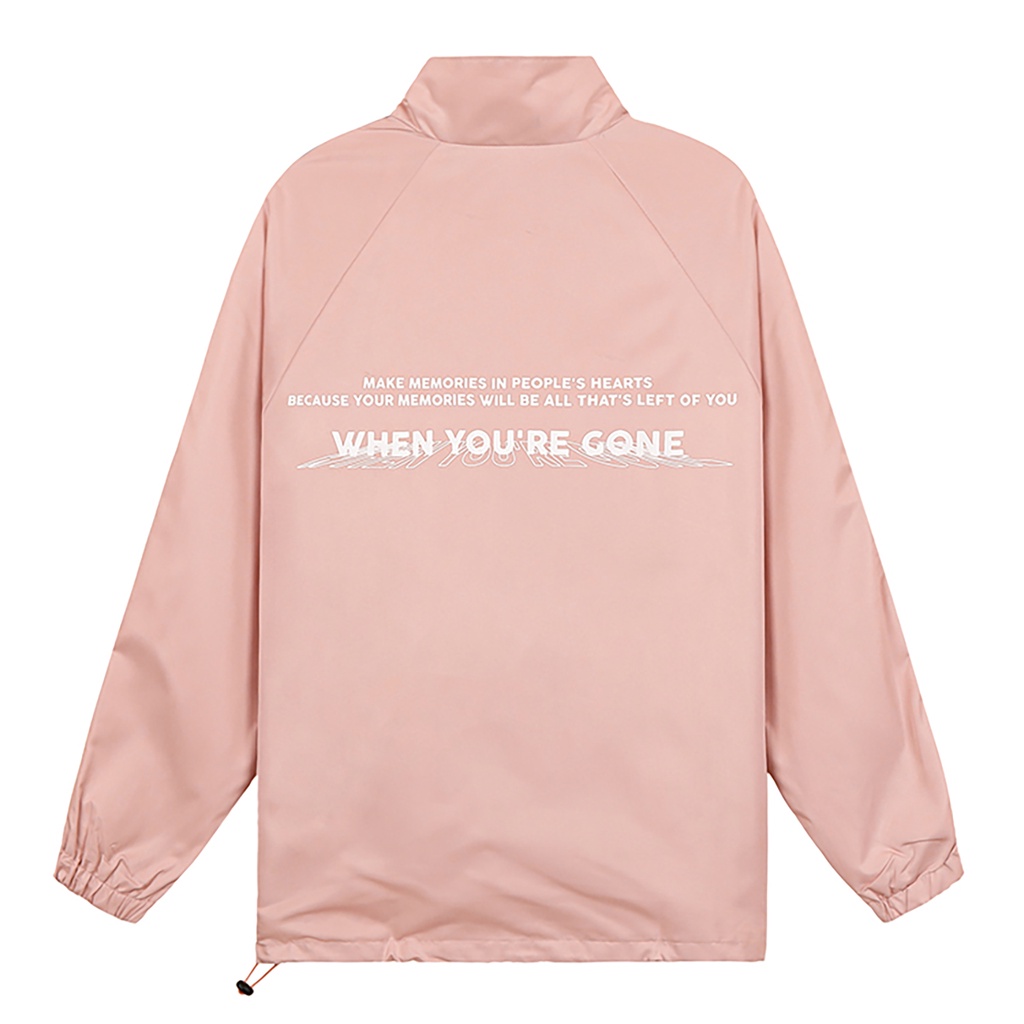 Áo Khoác Jacket Memories Form Thoải mái Unisex Chất Liệu Polyester Vải Dù Màu Hồng