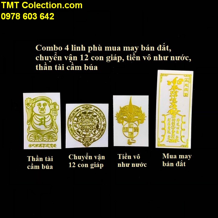 Combo 4 miếng dán mua may bán đắt, chuyển vận 12 con giáp, tiền vô như nước, thần tài giữ của - SP005366