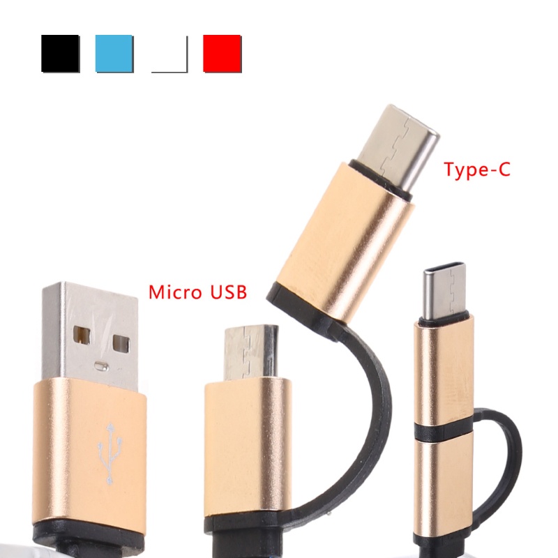 Dây Cáp Sạc Và Truyền Dữ Liệu 2 Trong 1 Micro USB + Type C Cho Điện Thoại Android