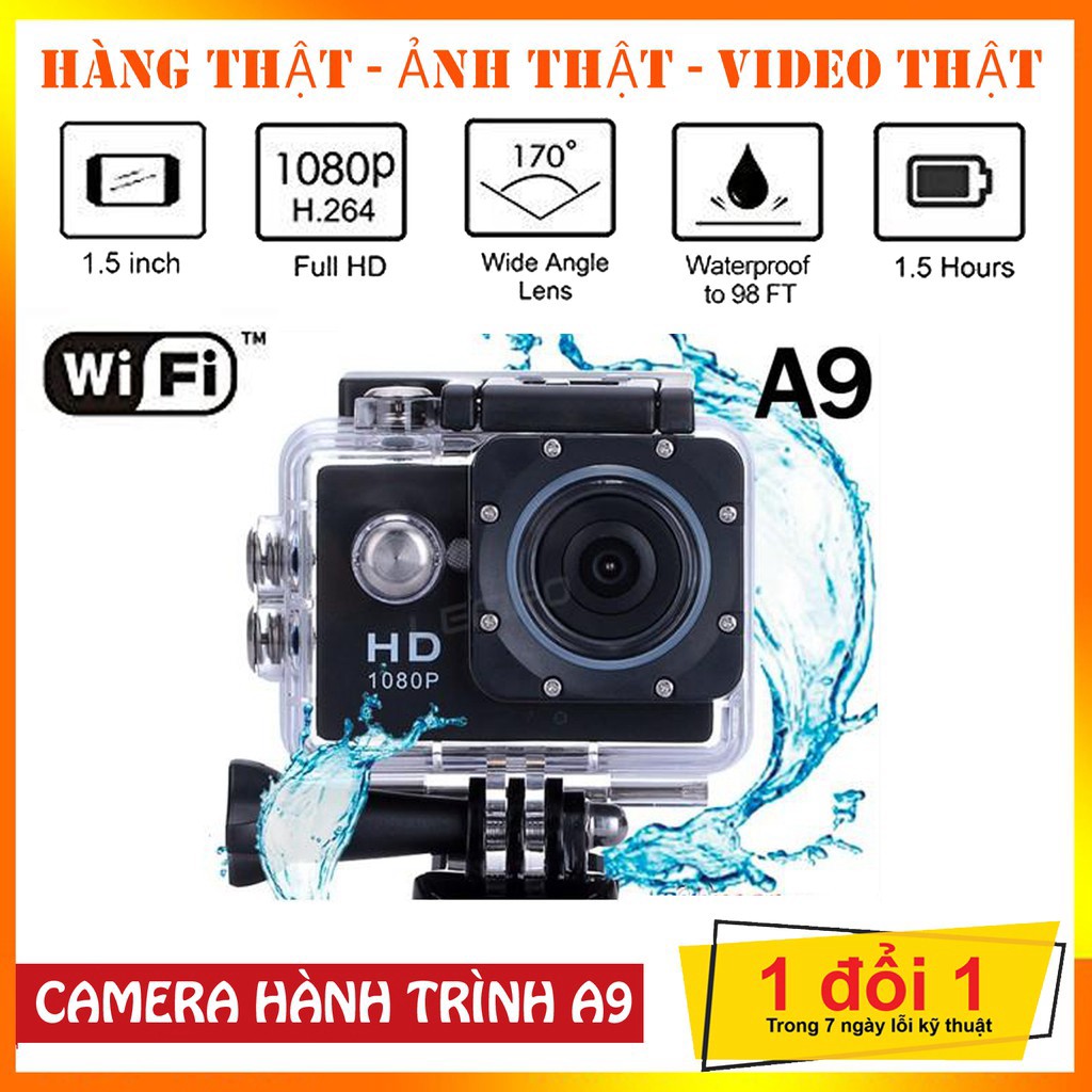 [Mã ELFLASH5 giảm 20K đơn 50K] 💥FREE SHIP 💥Camera hành trình xe máy Chống nước FULL HD 1080 Sport Cam A9 Full HD HOT