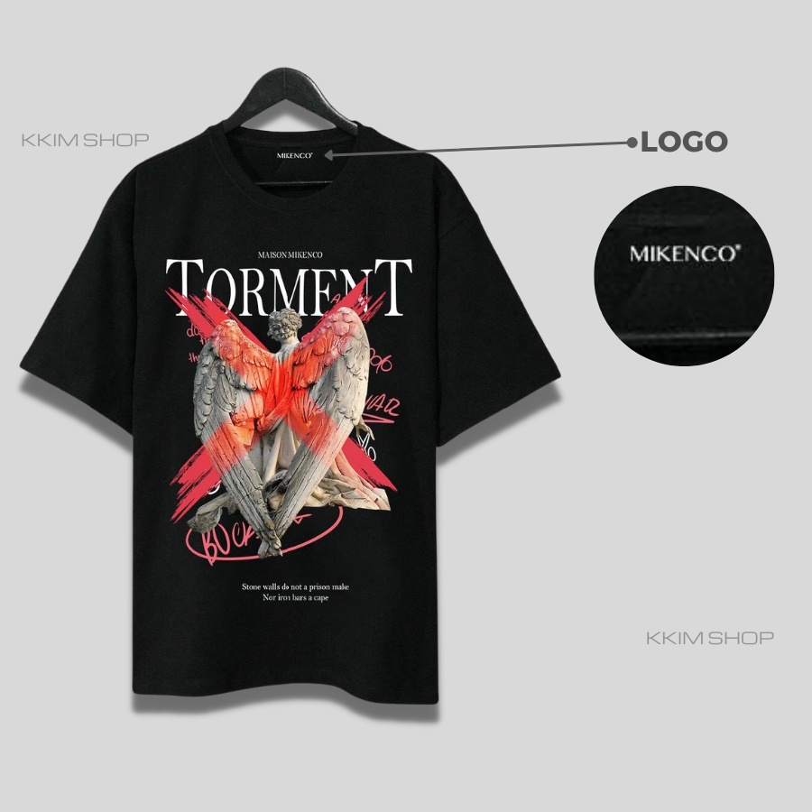 Áo Thun Tay Lỡ MIKENCO TORMENT, áo phông unisex Form rộng oversize, chất liệu Cotton. KKIM Shop