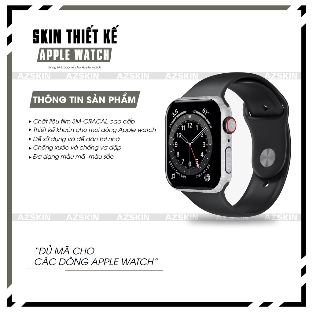 Miếng Dán Skin Apple Watch Oracal Tổ Ong Bạc |SK_AWSW02| Chất Liệu Film Chính Hãng, Tạo Khuôn Cắt CNC, Dễ Dán Tại Nhà