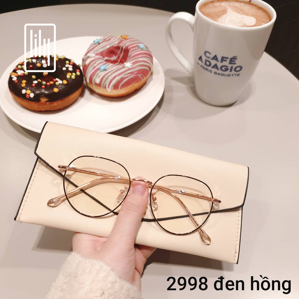 Gọng kính cận nữ Lilyeyewear mắt oval kim loại thanh mảnh màu sắc thời trang 292398