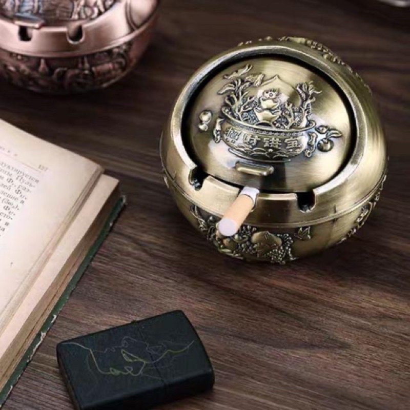Gạt tàn hoàng gia hợp kim, gạt tàn đồng | Gạt tàn vàng hoạ tiết tân cổ điển