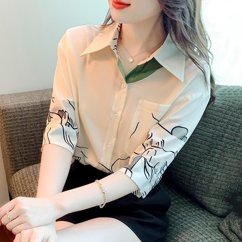 Áo Sơ Mi Nữ Tay Ngắn Có Cổ Thời Trang Phong Cách Hàn Quốc
