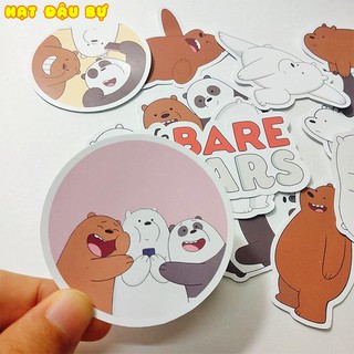 Set 14 stickers bare bears bụng bự - Hạt đậu bự