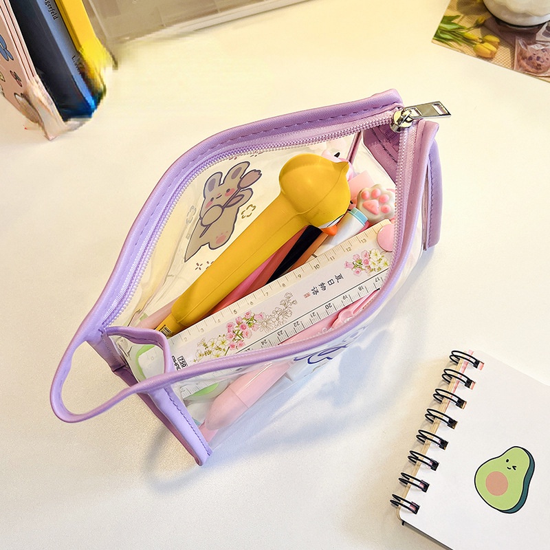 Túi Đựng Bút Trong Suốt Cỡ Lớn Họa Tiết Hoạt Hình Xinh Xắn